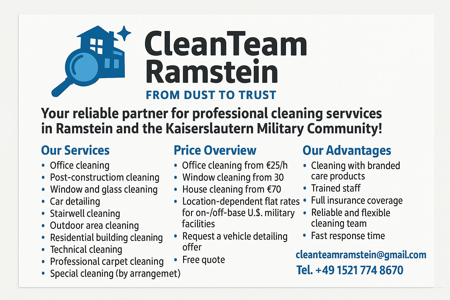 CleanTeam Ramstein – Ihre professionelle Reinigungsfirma in Ramstein-Miesenbach CleanTeam Ramstein